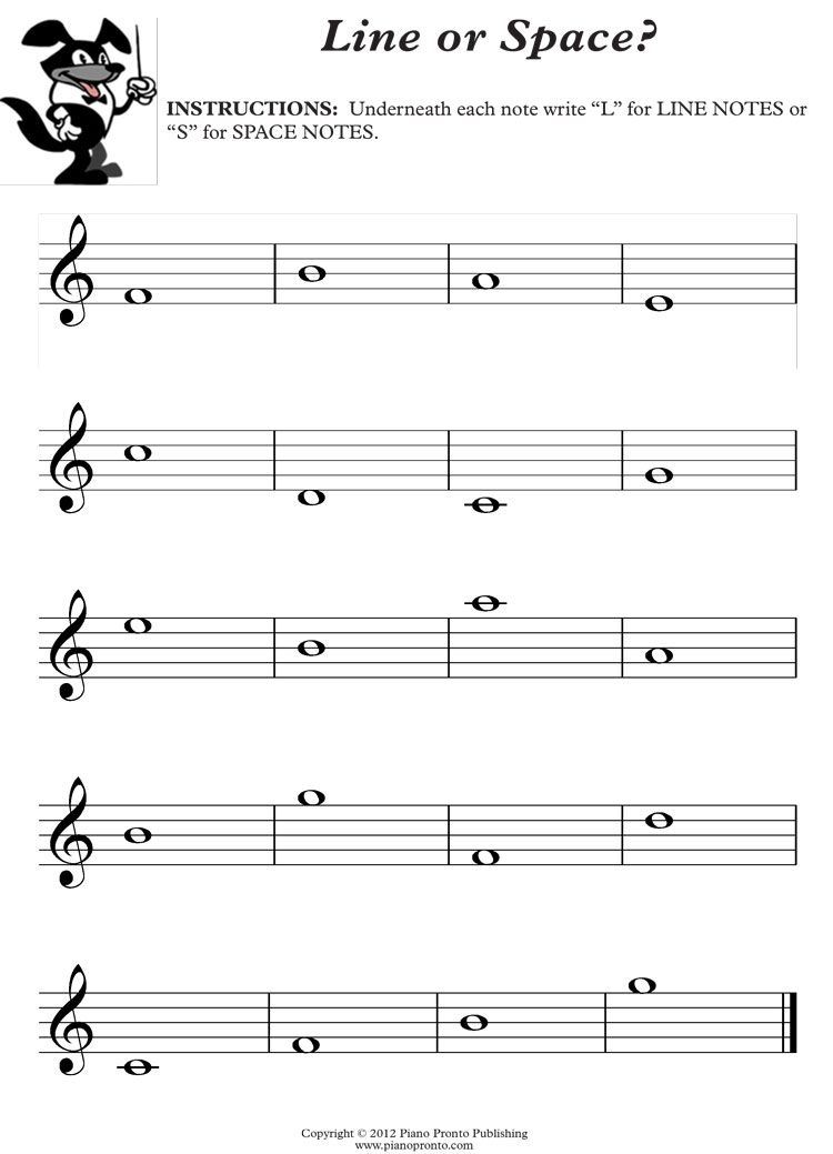 06 LINE OR SPACE Music Theory Worksheets Free Music Theory 