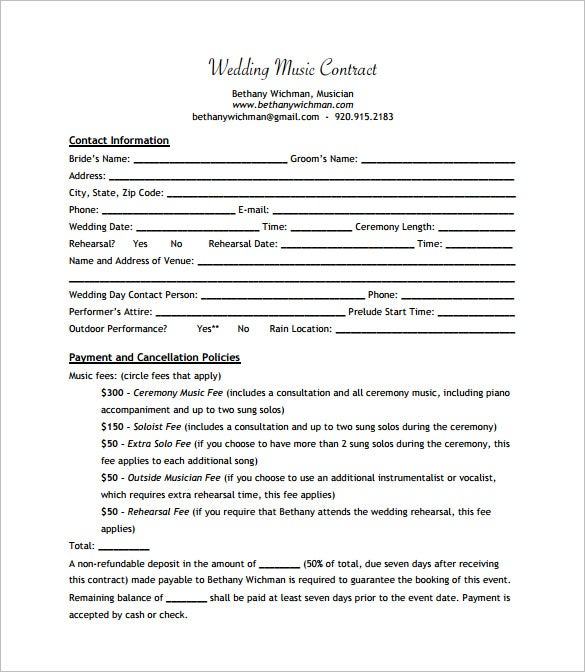 20 Music Contract Templates Word PDF Google Docs Apple Pages 