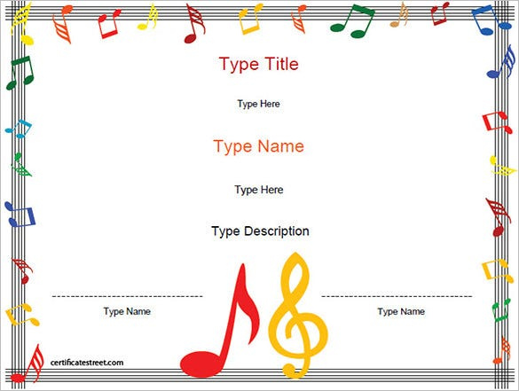 8 Printable Music Certificate Templates Word PSD AI PDF Documents 