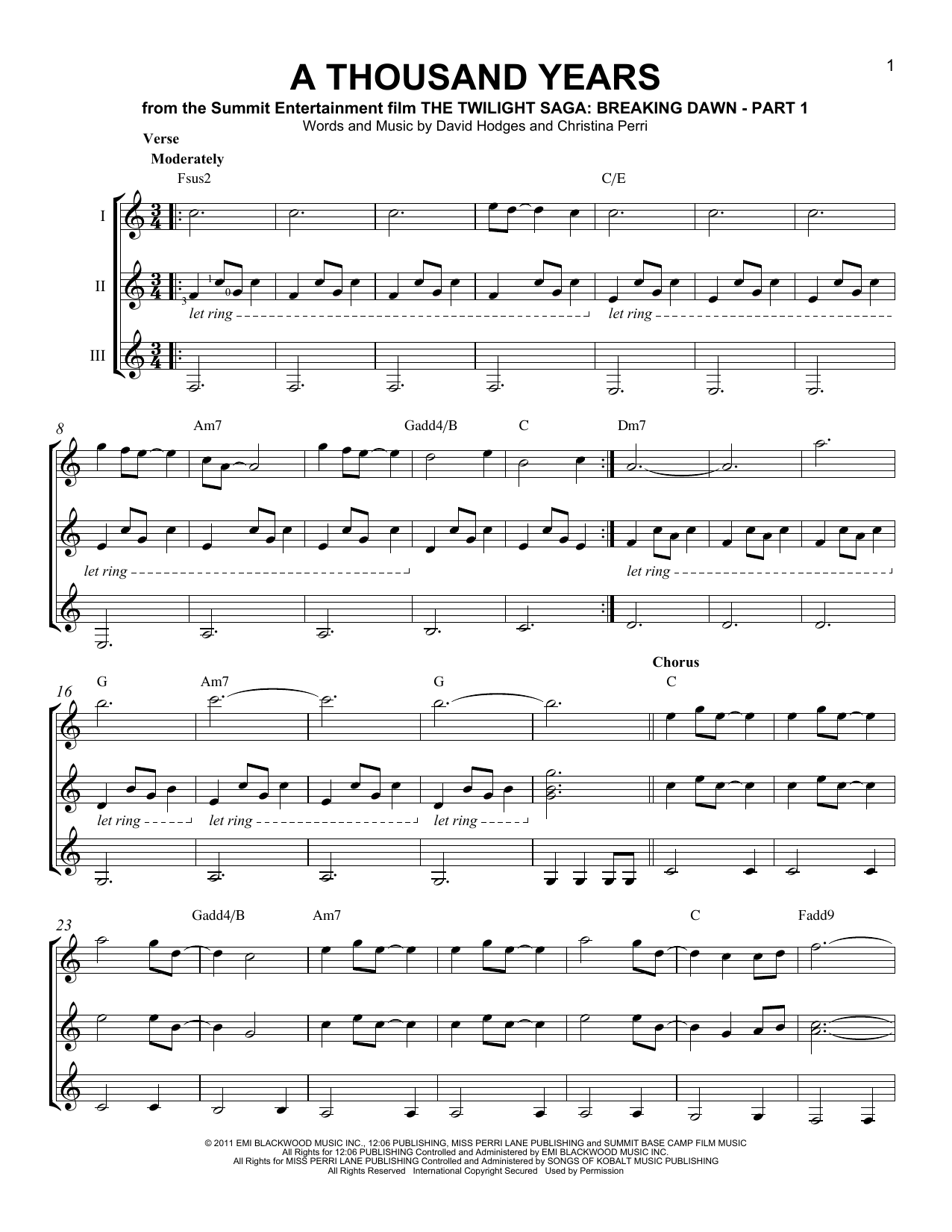 A Thousand Years Sheet Music Direct