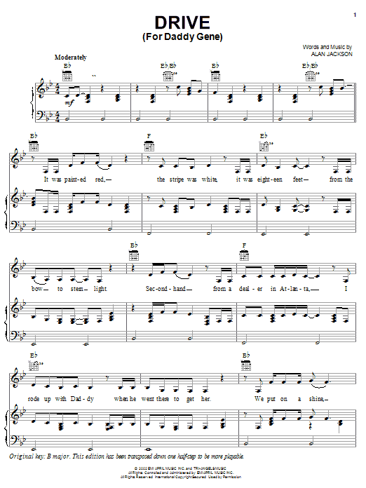 Alan Jackson Drive For Daddy Gene Sheet Music PDF Notes Chords 