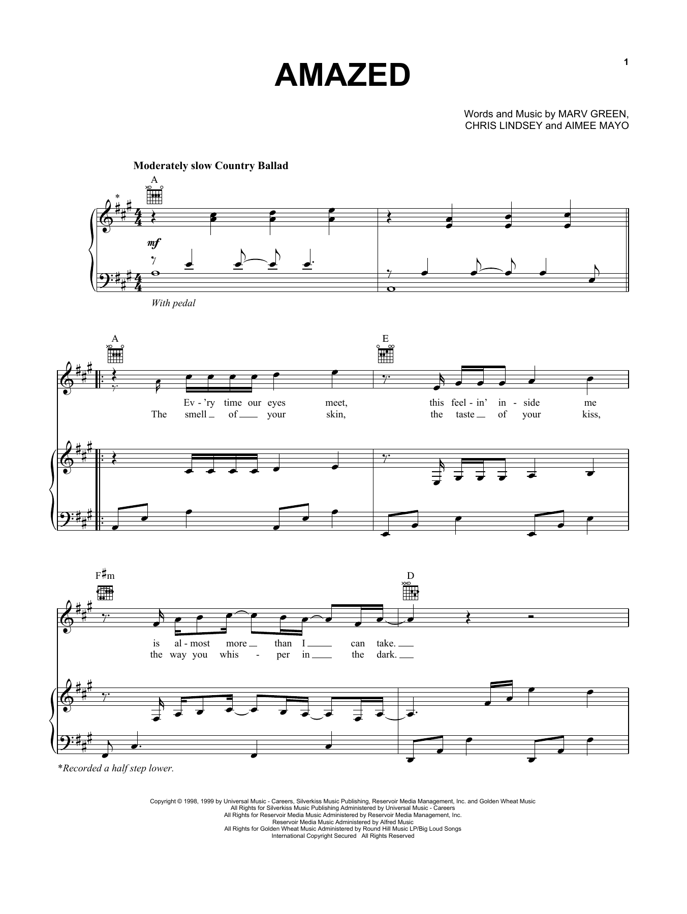 Amazed Sheet Music Direct