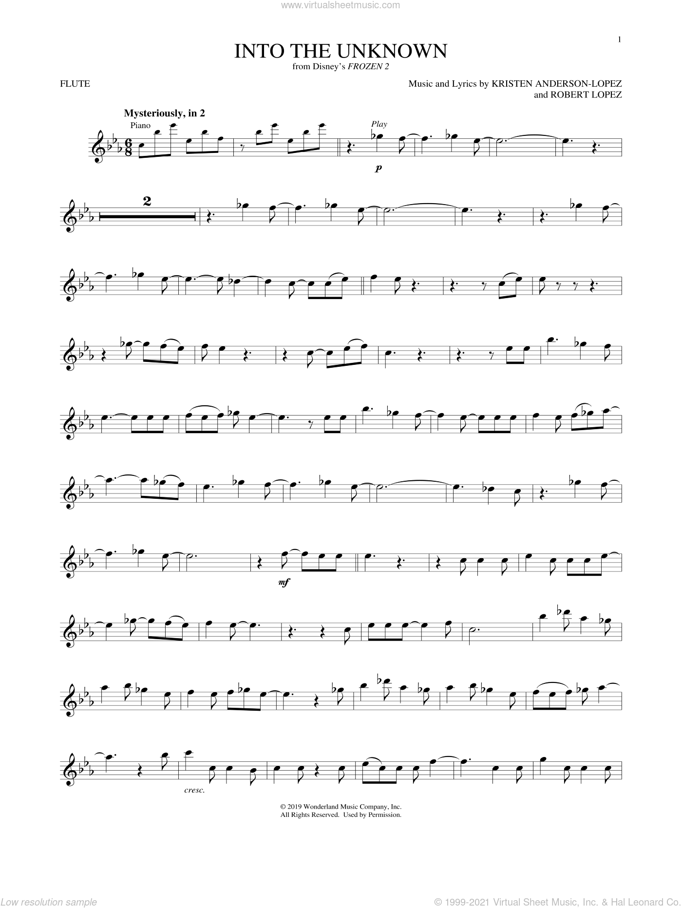 AURORA Into The Unknown from Disney s Frozen 2 Sheet Music For