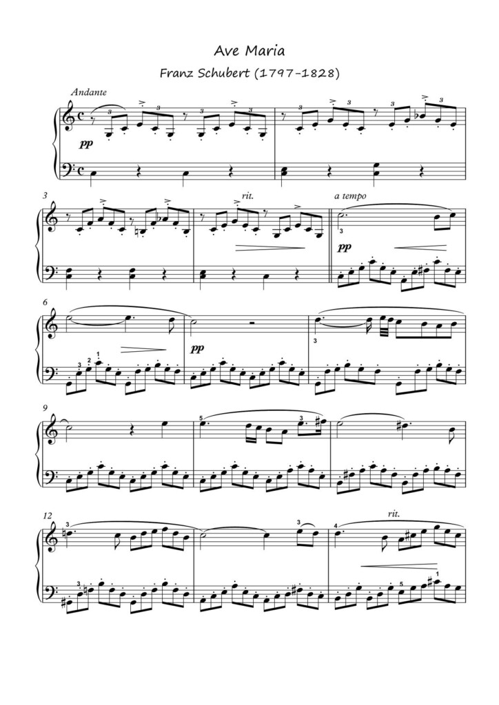 Ave Maria By Franz Schubert For Easy Piano Sheet Music With Mp3 Sheet 