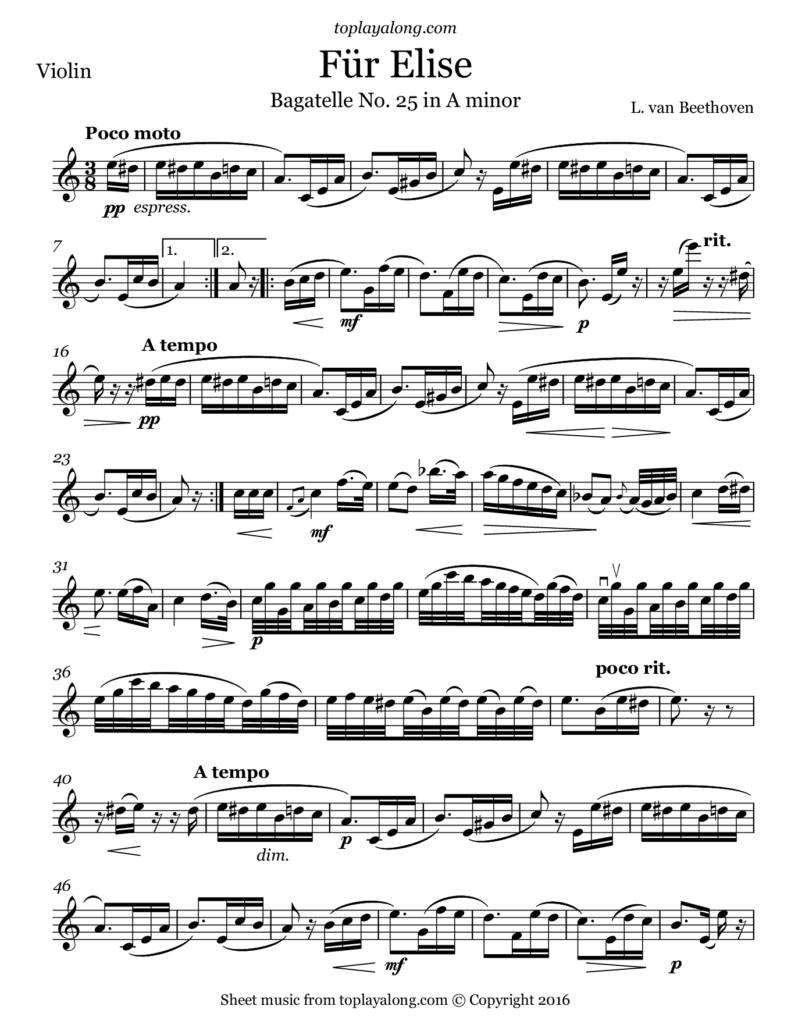 Beethoven F r Elise Saxophone Sheet Music Sheet Music Alto Sax 