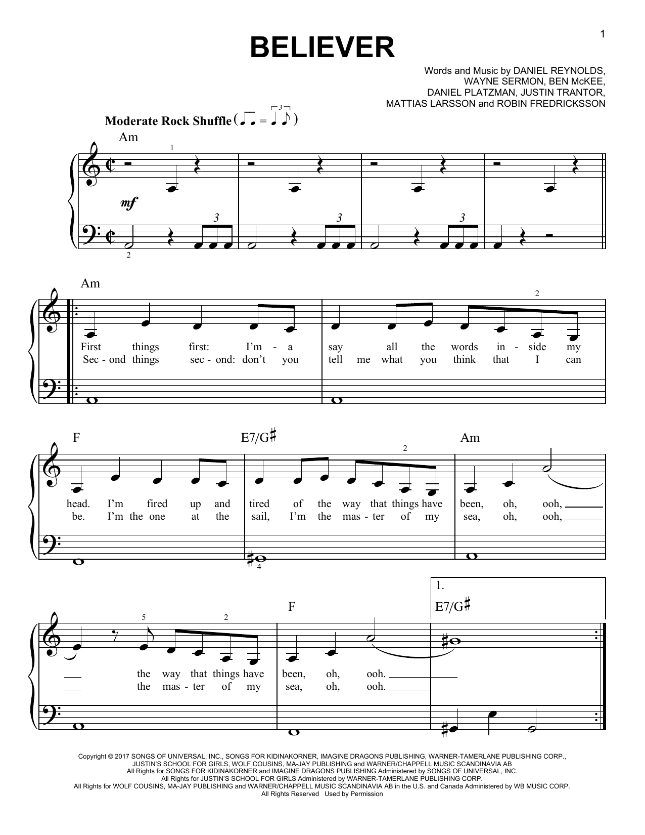 Believer Sheet Music Direct