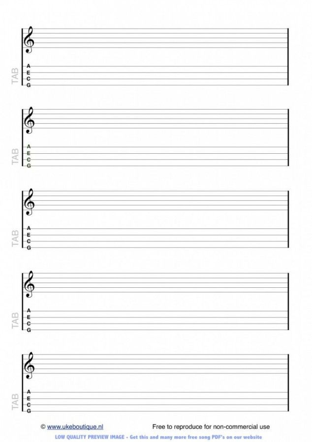 Blank TAB Staff Paper Ukulele Club Amsterdam Ukulele Tabs 