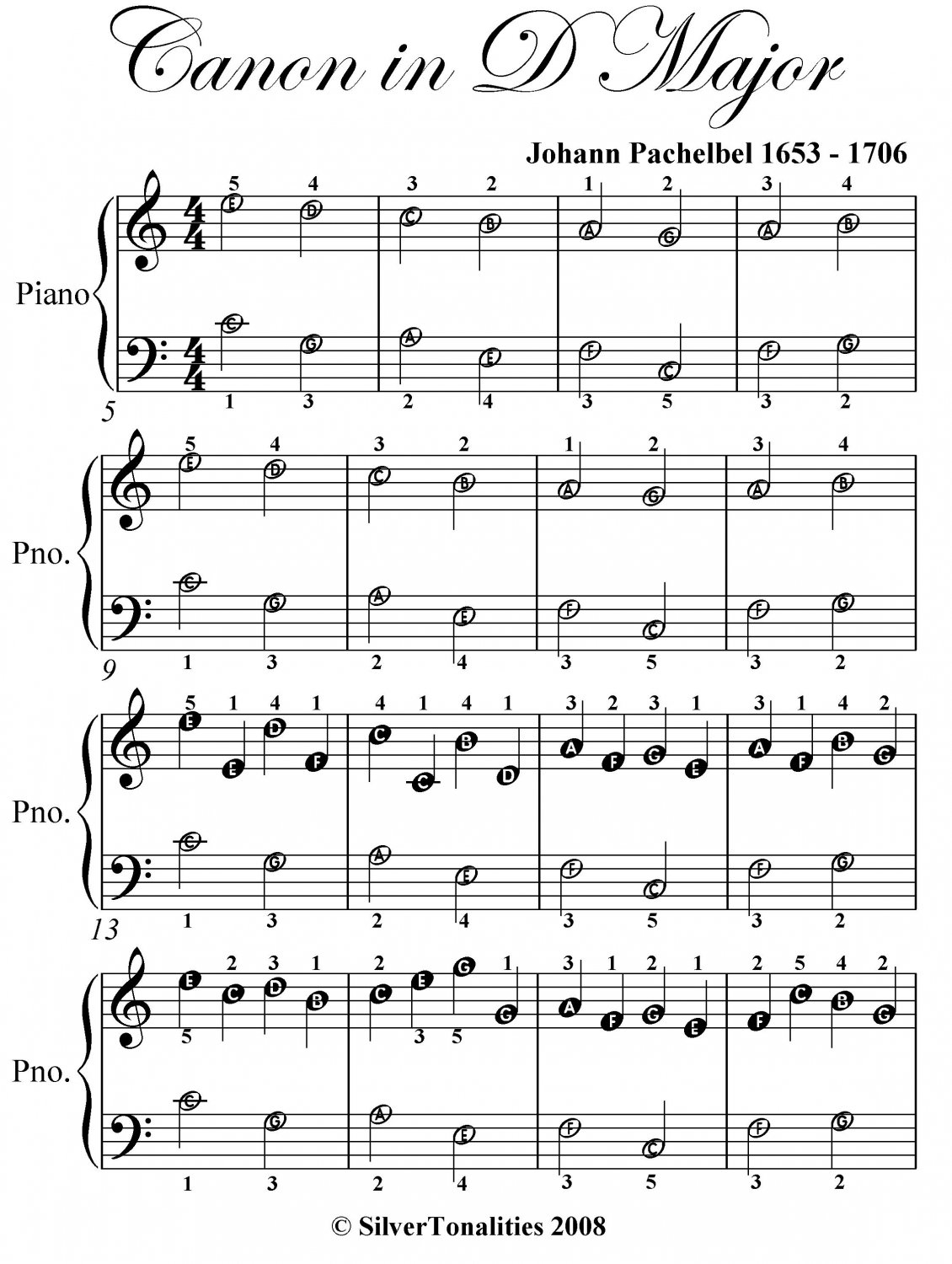 Canon In D Easiest Piano Sheet Music PDF