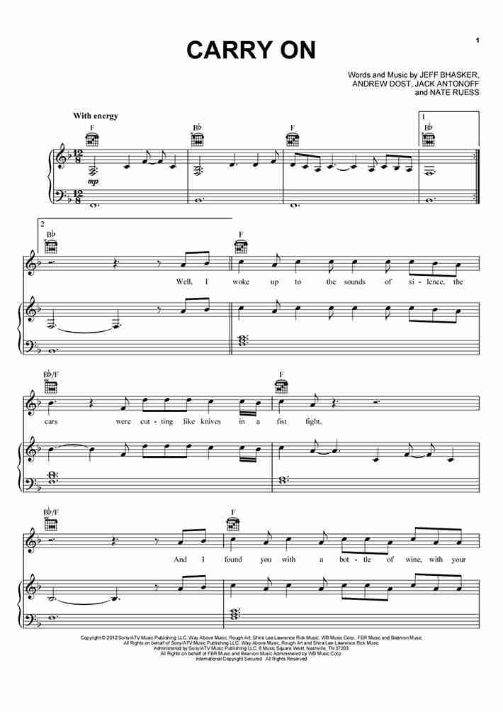 Carry On Piano Sheet Music OnlinePianist