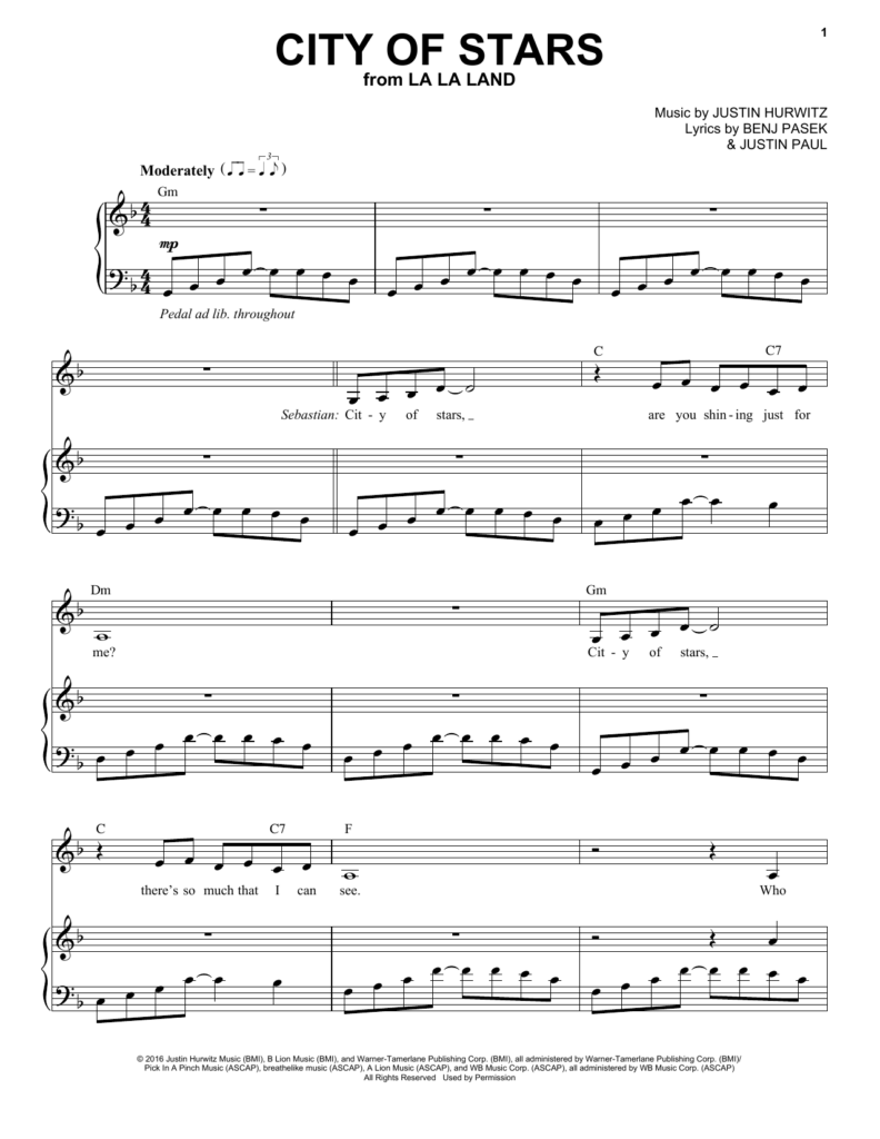 City Of Stars Sheet Music Direct