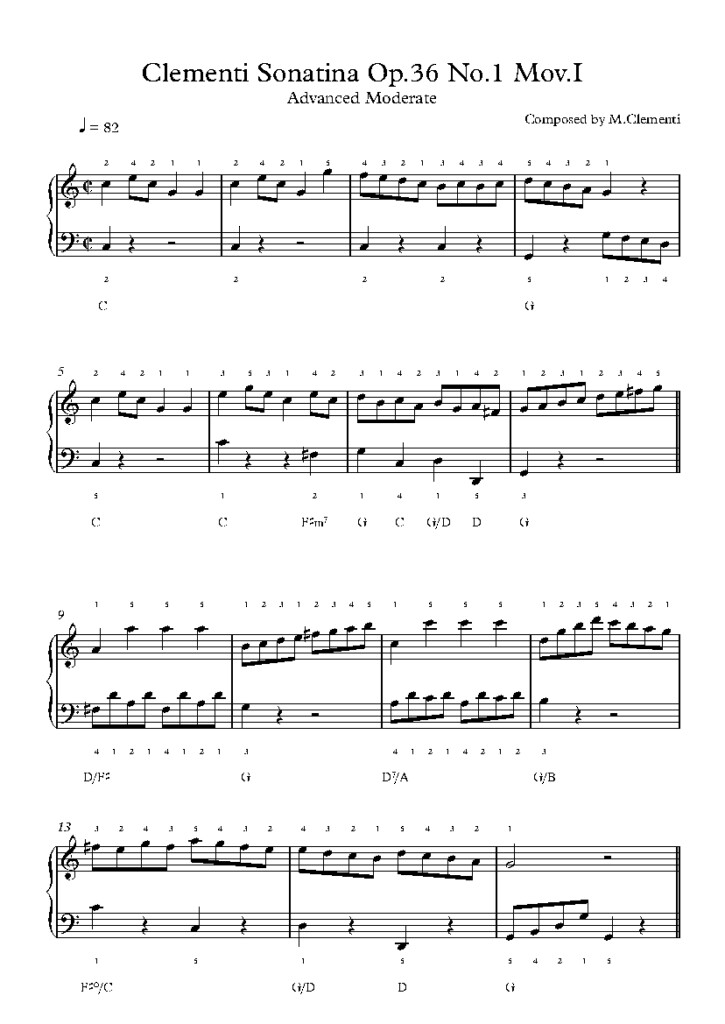 Clementi Sonatina Op 36 No 1 Mov I By Muzio Clementi Piano Sheet Music 