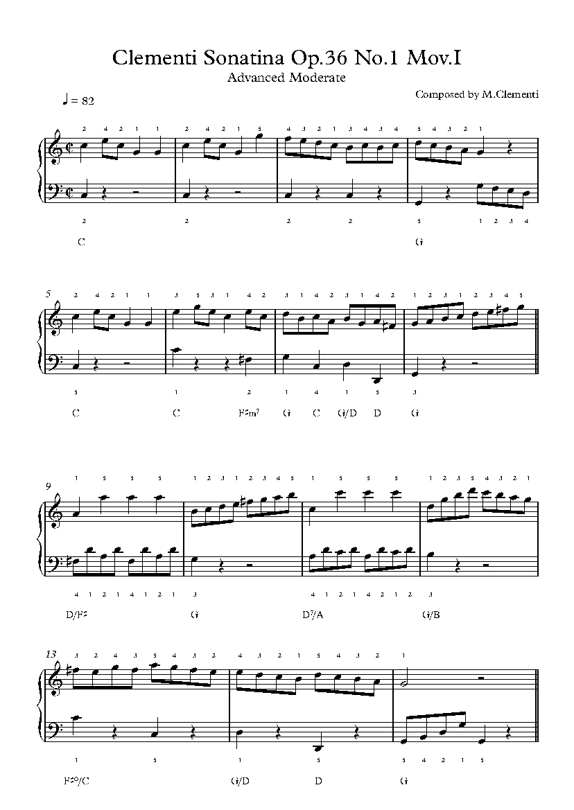 Clementi Sonatina Op 36 No 1 Mov I By Muzio Clementi Piano Sheet Music 