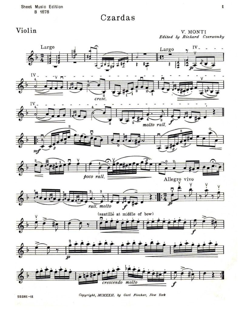 Czardas Violin Sheet Music Free Sheet Music