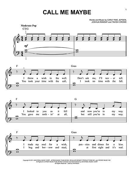 Download Call Me Maybe Sheet Music By Carly Rae Jepsen Call Me Maybe 