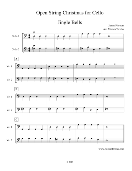 Download Open String Christmas For Cello Sheet Music By Miriam Troxler 