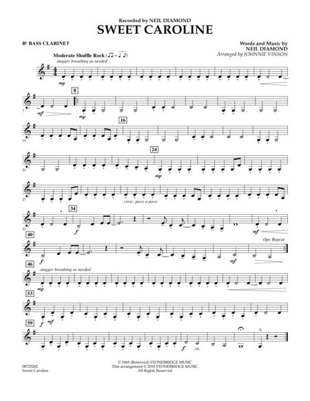 Download Sweet Caroline Bb Bass Clarinet Sheet Music By Neil Diamond