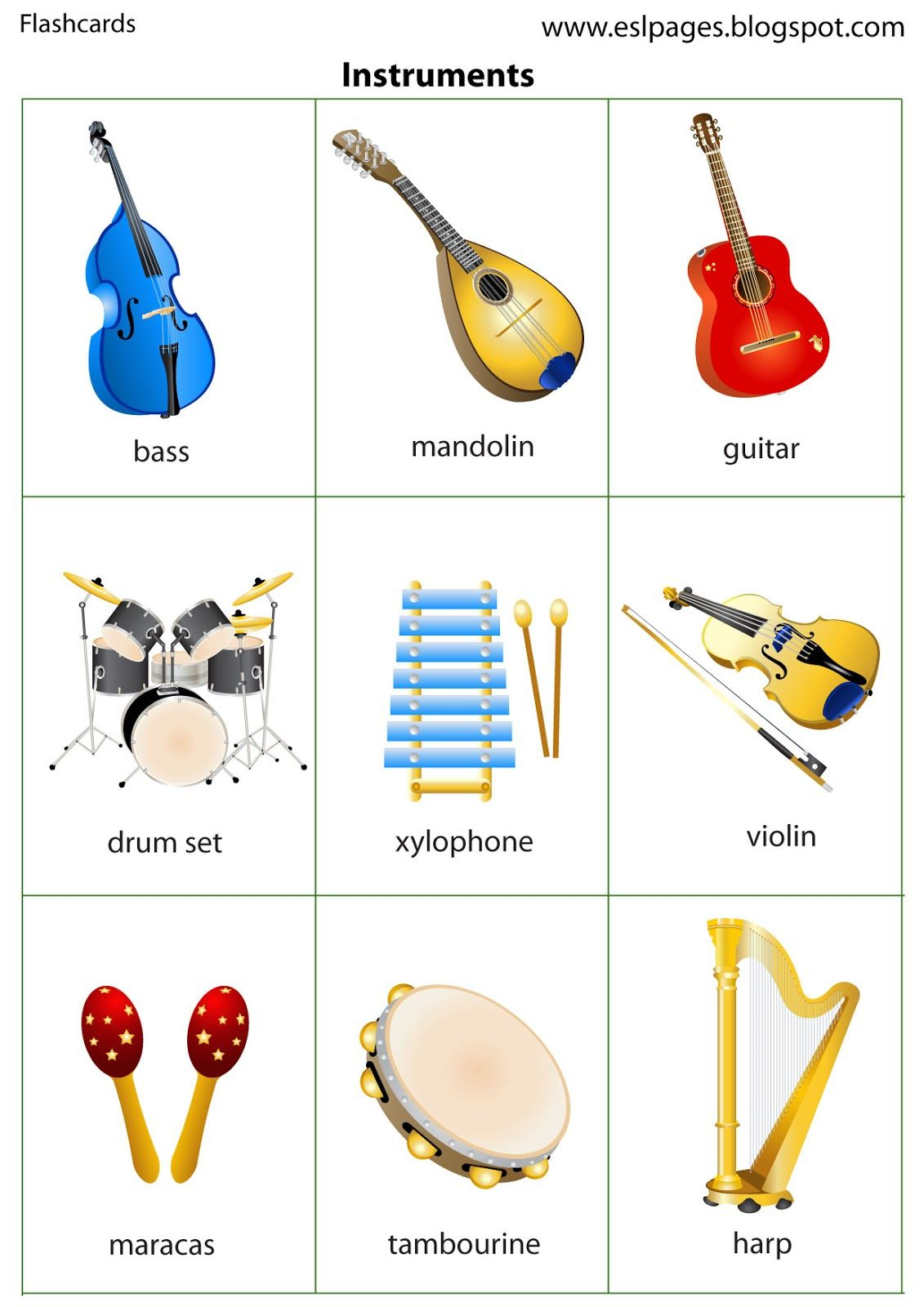 Esl Pages Instruments Atividades De Educa o Musical Educa o 