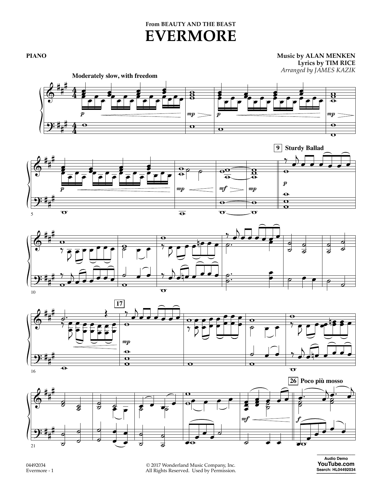 Evermore from Beauty And The Beast Piano Sheet Music James Kazik 