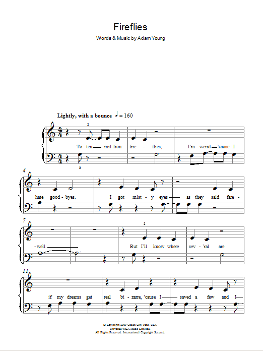 Fireflies Sheet Music Direct