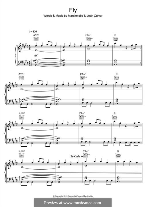 Fly feat Leah Culver By Marshmello L Culver Sheet Music On MusicaNeo