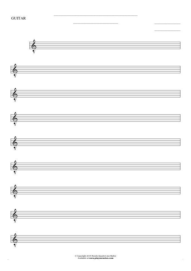 Free Blank Sheet Music Notes For Guitar PlayYourNotes