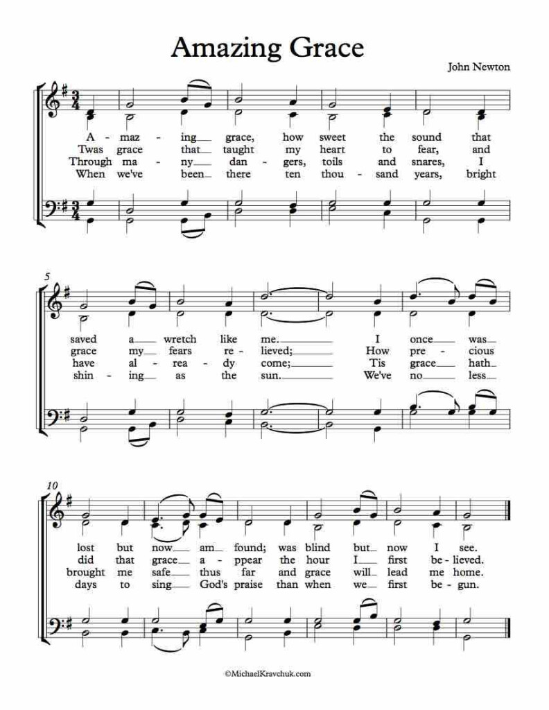 Free Choir Sheet Music Amazing Grace Sheet Music Amazing Grace 