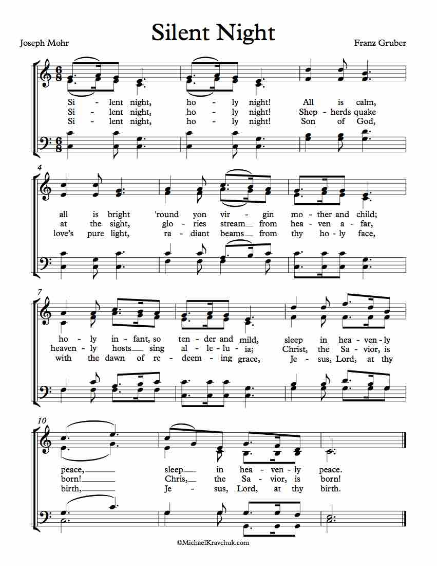 Free Choir Sheet Music Silent Night Michael Kravchuk