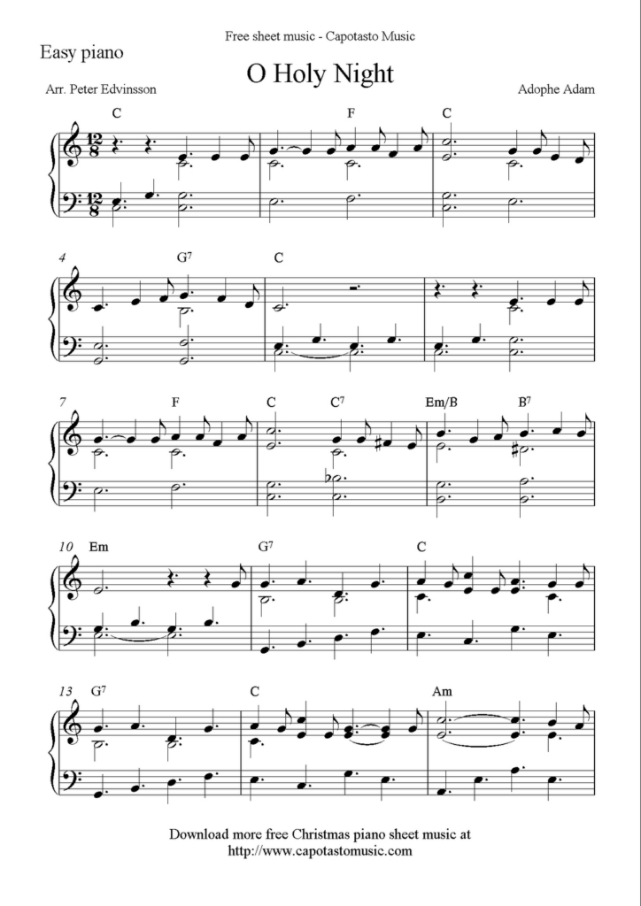 Free Christmas Piano Sheet Music For Beginners Printable Free Printable