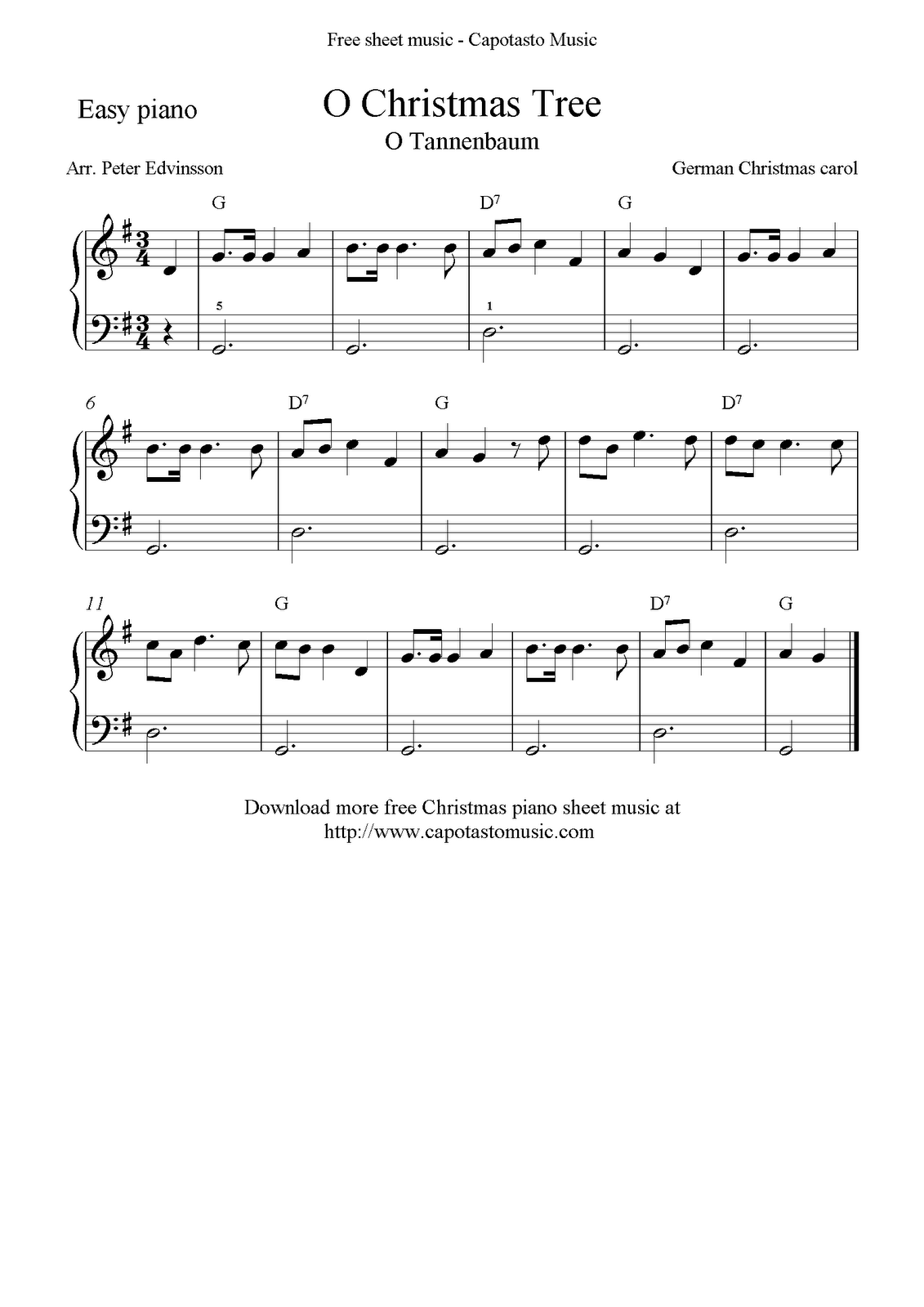 Free Christmas Sheet Music For Easy Piano Solo O Christmas Tree