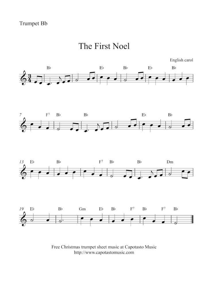 Free Christmas Trumpet Sheet Music The First Noel