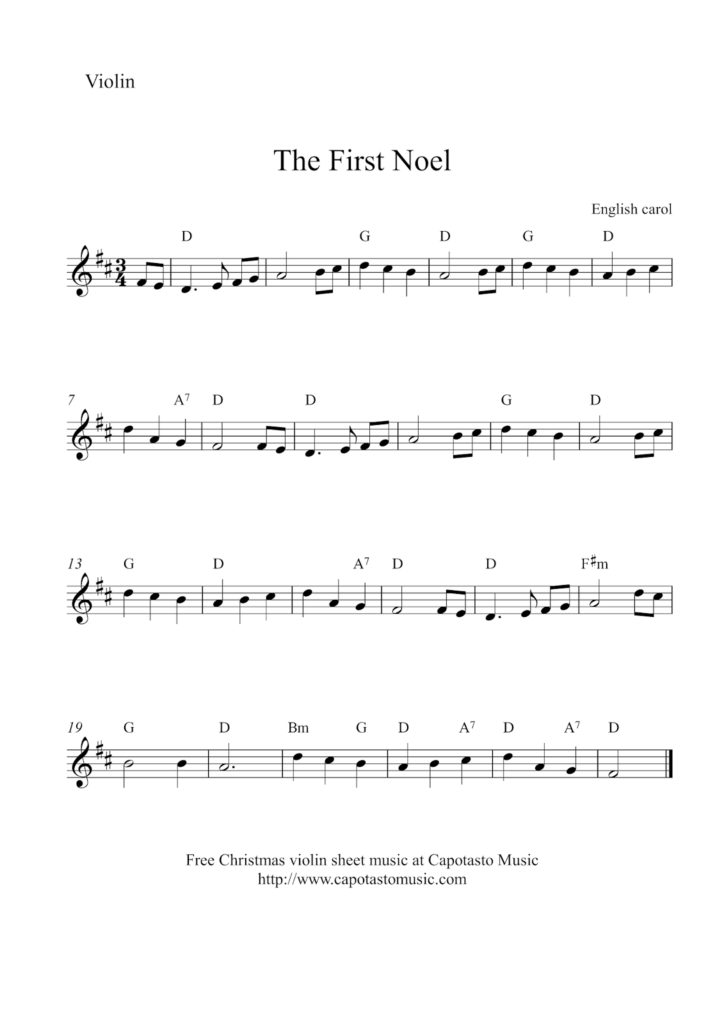 Free Christmas Violin Sheet Music The First Noel