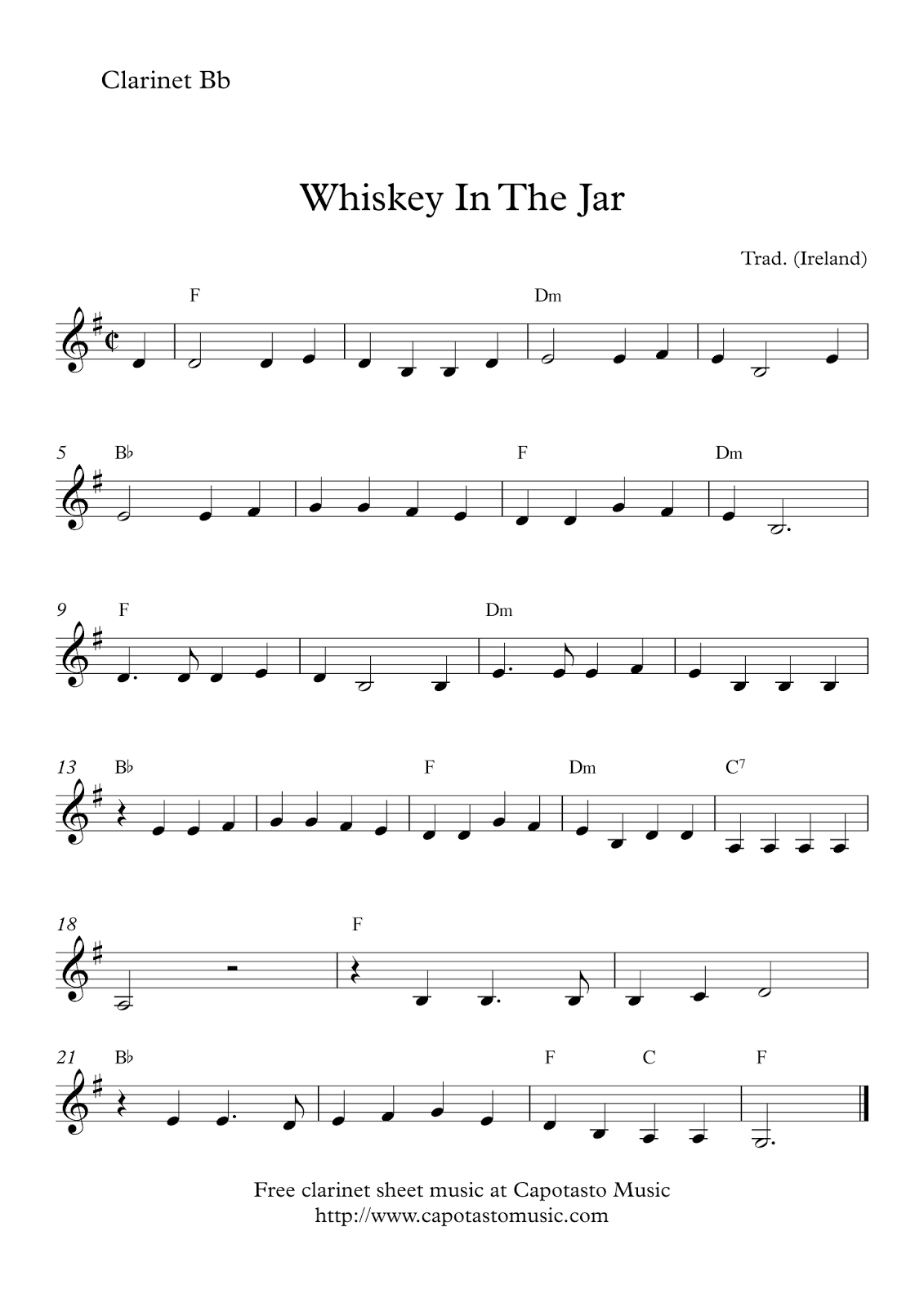 Free Easy Clarinet Sheet Music Alouette Free Printable Clarinet