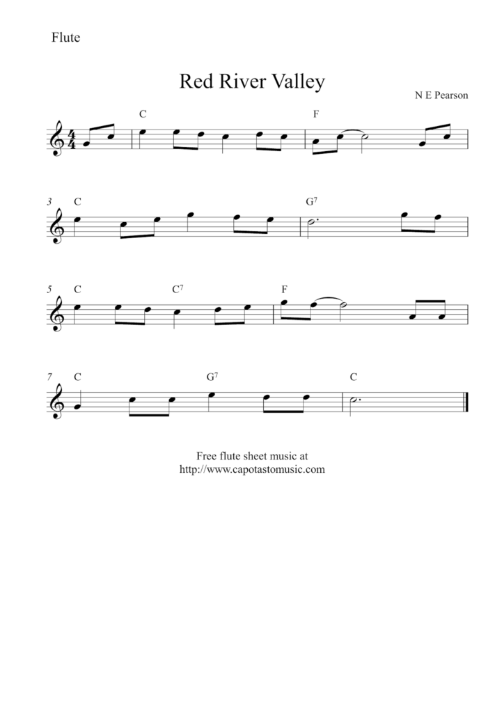 Free Easy Flute Sheet Music Red River Valley