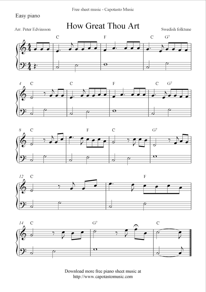 Free Easy Piano Sheet Music How Great Thou Art