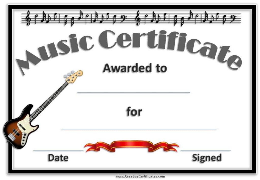 Free Editable Music Certificate Template Free And Customizable