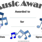 Free Editable Music Certificate Template Free And Customizable