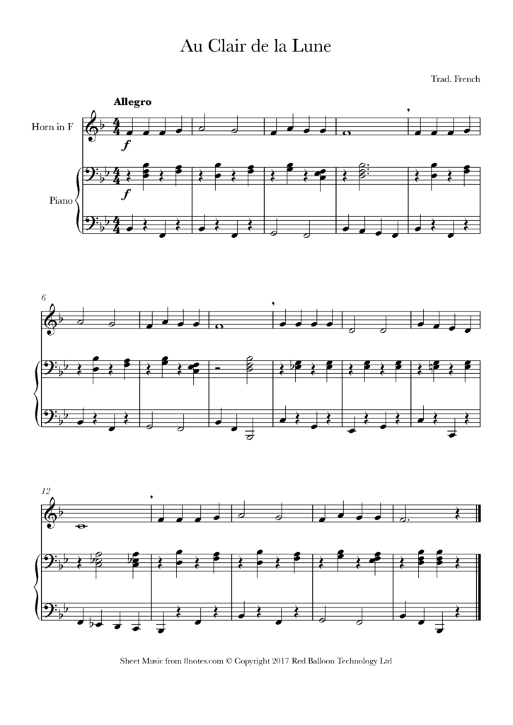 Free French Horn Sheet Music Lessons Resources 8notes