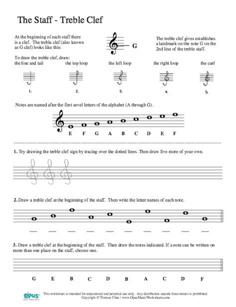 Free Music Theory Worksheet The Staff Treble Clef Music Theory 