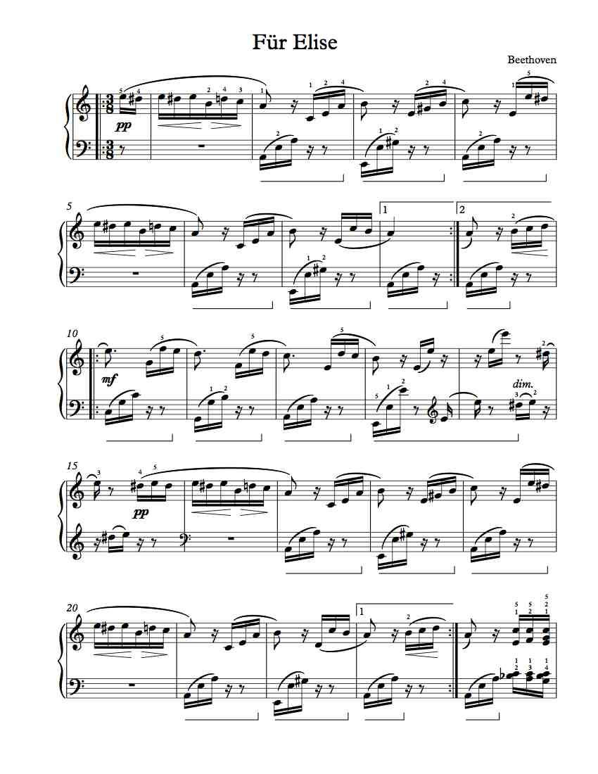 Free Piano Sheet Music F r Elise Piano Sheet Music Free Piano