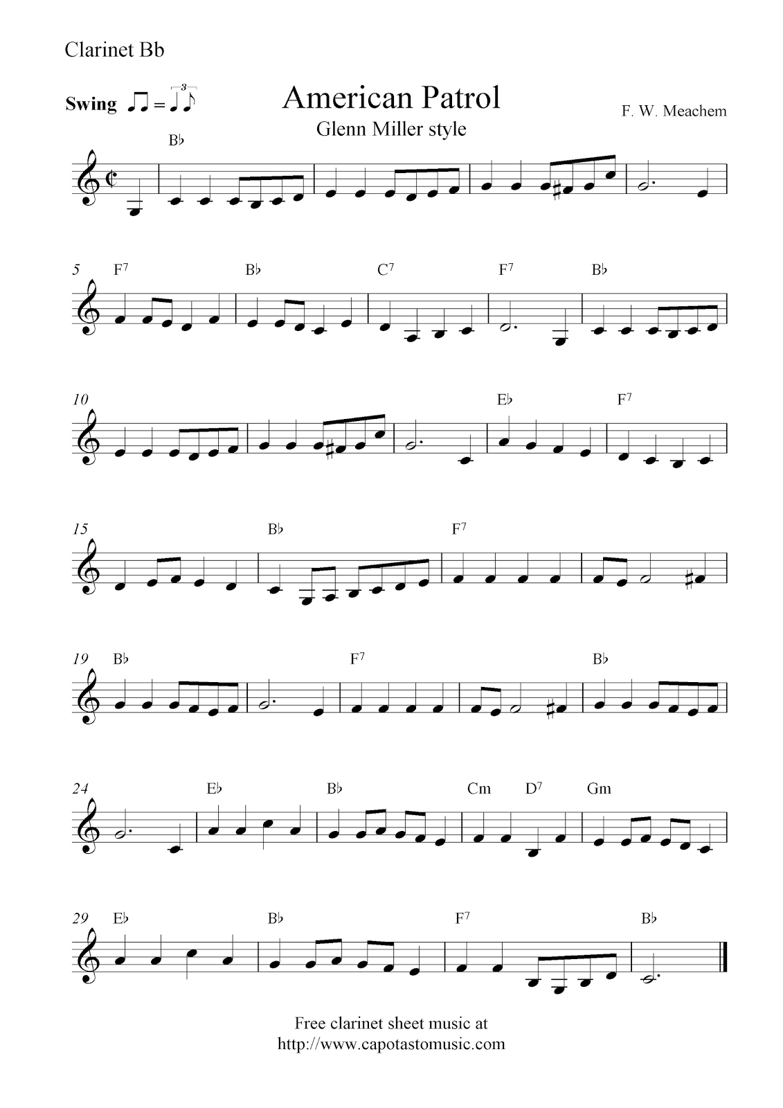 Free Printable Clarinet Music