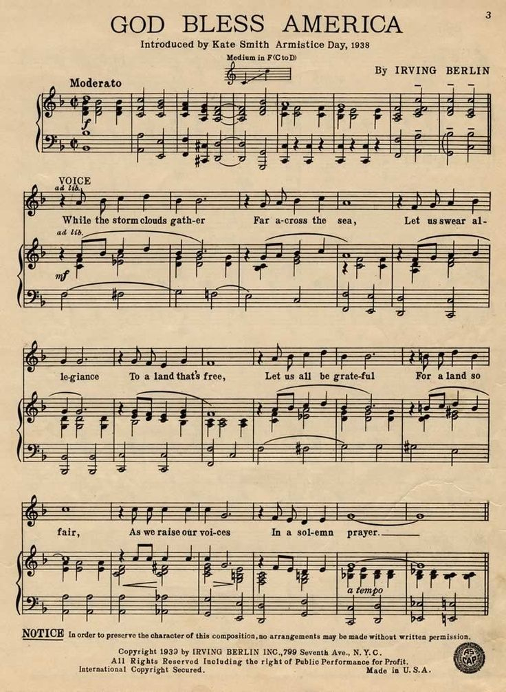 Free Printable God Bless America Sheet Music Google Search Sheet 