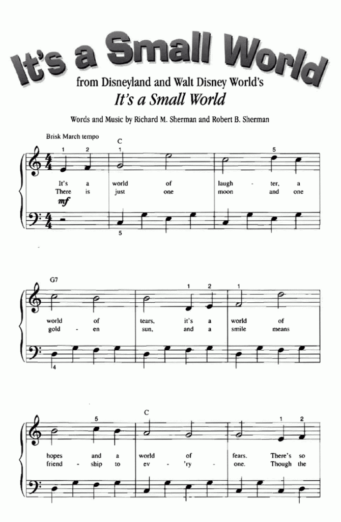 Free Printable Sheet Music For Piano Beginners Popular Songs