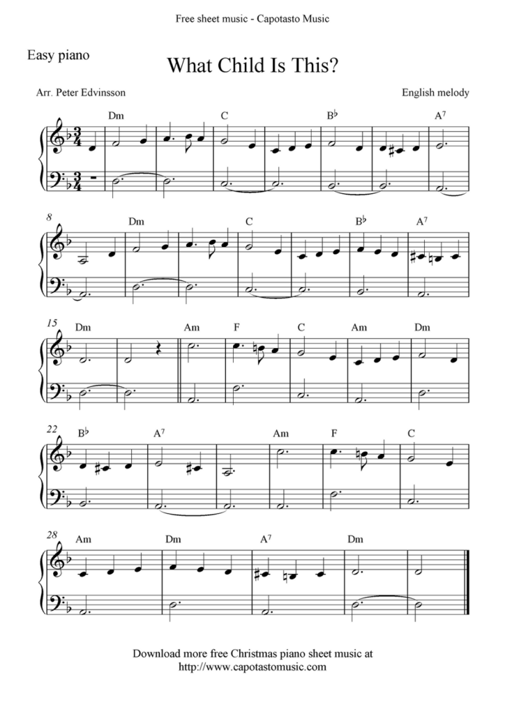 Free Sheet Music Scores Free Christmas Piano Sheet Music What Child 