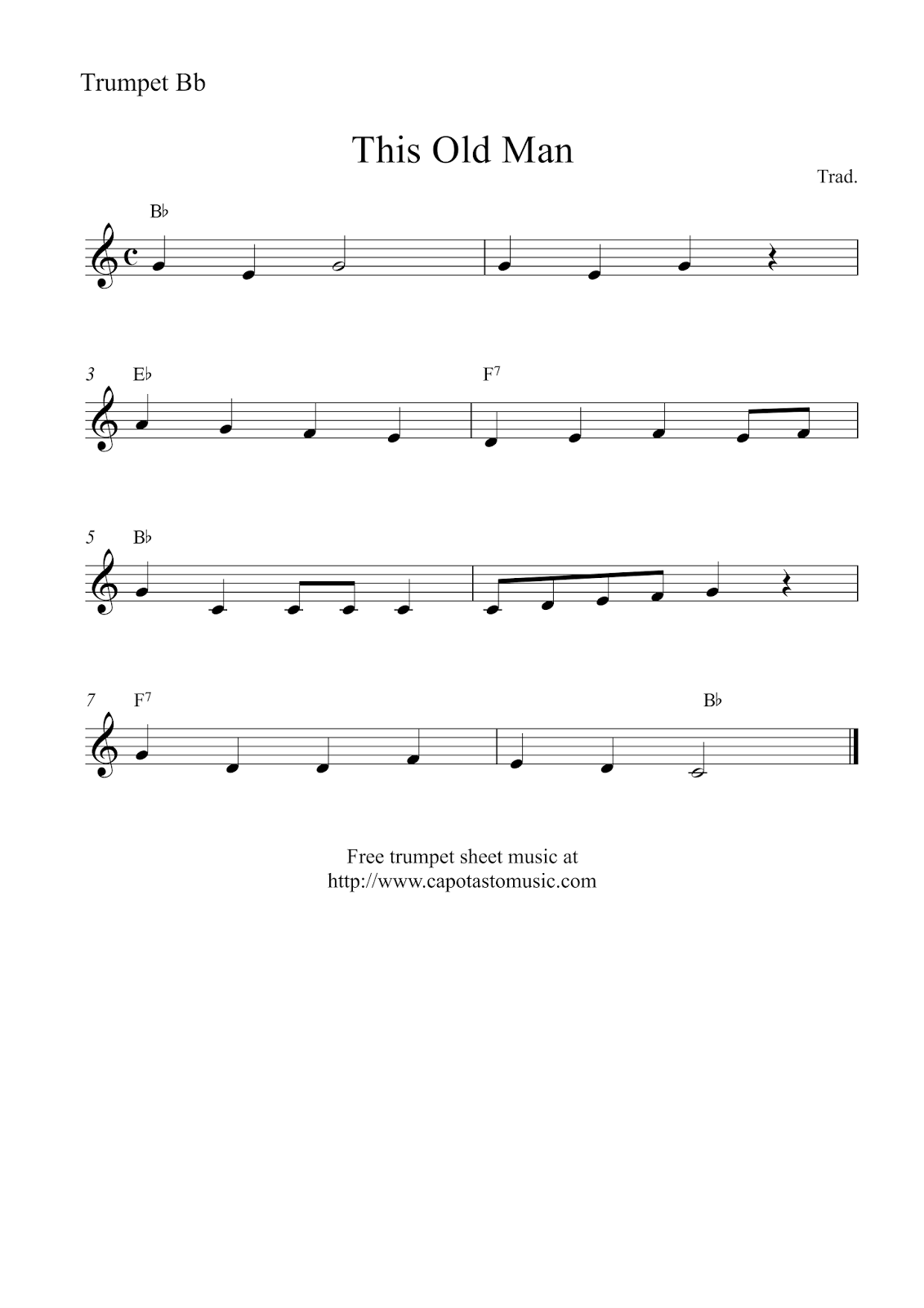 Free Trumpet Sheet Music This Old Man