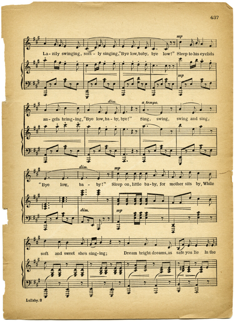 Free Vintage Images Lullaby Sheet Music Old Design Shop Blog