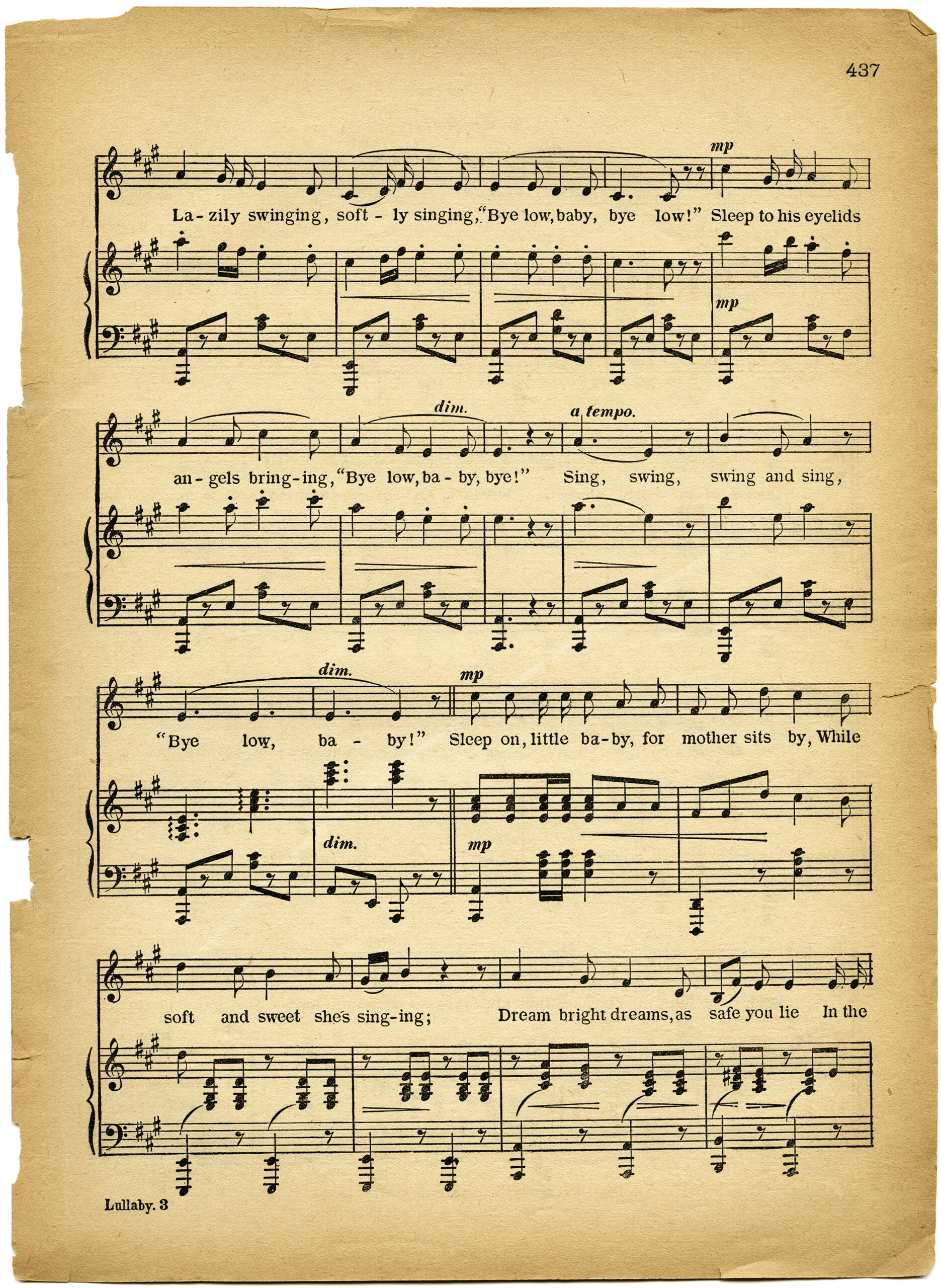 Free Vintage Images Lullaby Sheet Music Old Design Shop Blog