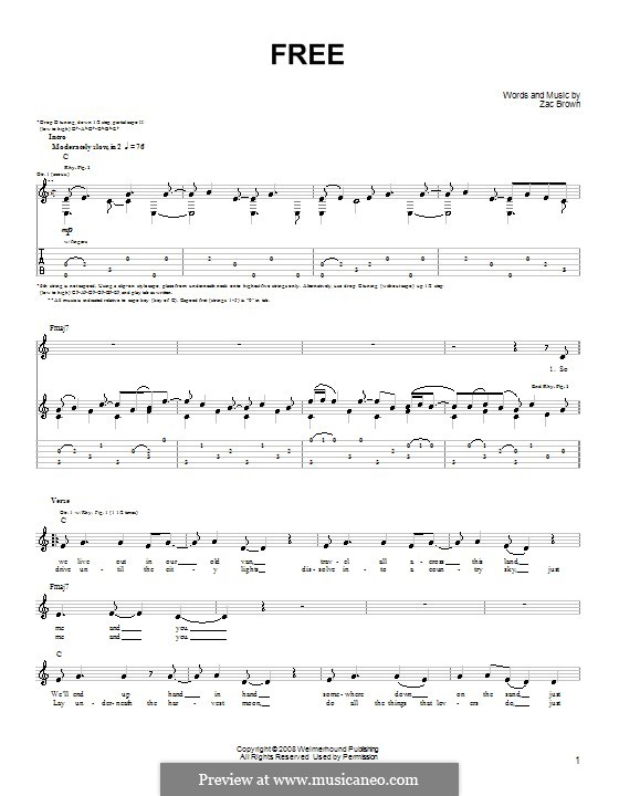 Free Zac Brown Band By Z Brown Sheet Music On MusicaNeo