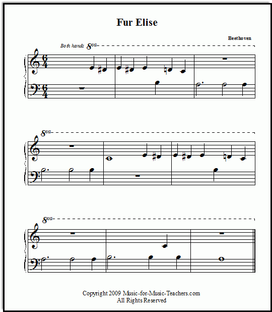 Fur Elise Free Easy Printable Sheet Music For Beginner Piano