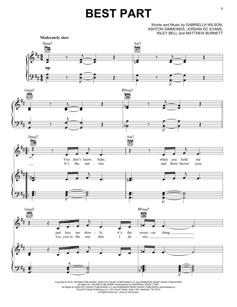 H E R Best Part feat Daniel Caesar Sheet Music PDF Notes Chords 