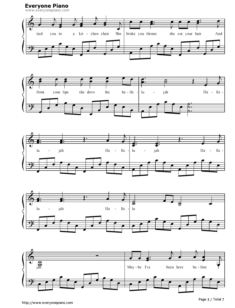 Hallelujah Piano Sheet Music Free Printable Free Printable A To Z